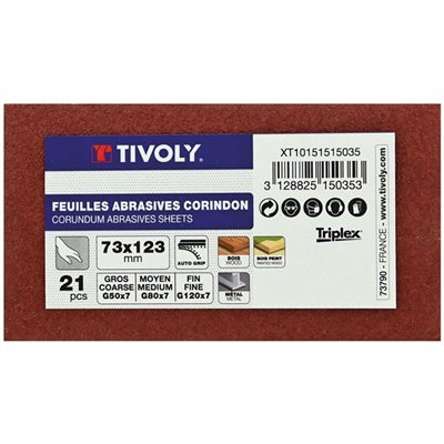 TIVOLY - Patin cale 73x123mm grain assortis par 21 feuilles
