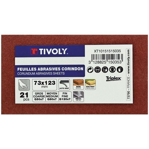TIVOLY - Patin cale 73x123mm grain assortis par 21 feuilles