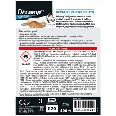 DECAMP' - Répulsif chien chat aéro 400ml 22