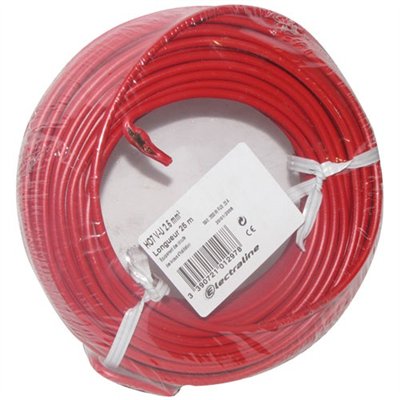 ELECTRALINE - Câble H07VU 1x2.5 25m rouge couronne