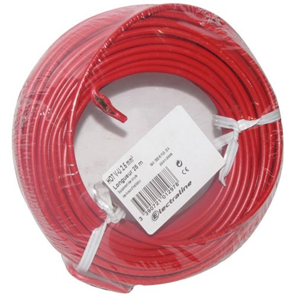 ELECTRALINE - Câble H07VU 1x2.5 25m rouge couronne
