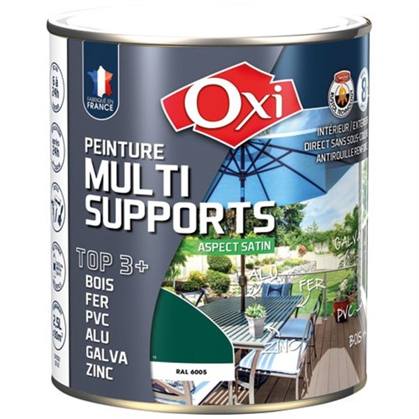 OXI - PEINT.TOP 3 BOIS FER PVC 2.5L VERT MOUSSE