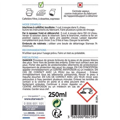 STARWAX - Détartrant sp appareil ménager 250ml