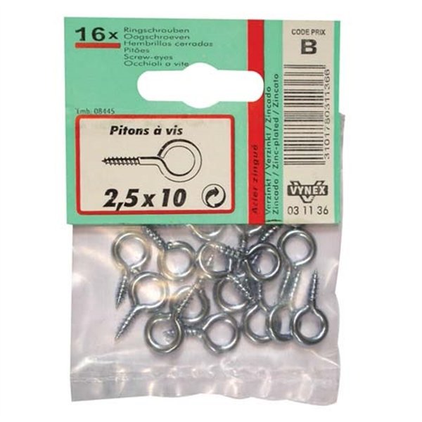 VYNEX - Piton à vis zingué 2.5x10 sc