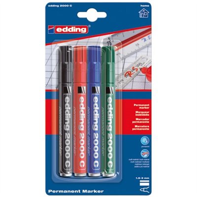 EDDING - Marqueur indélébile x4 assortis