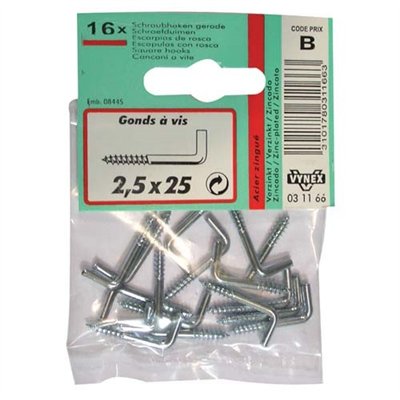 VYNEX - Gond à vis zingué 2.5x25 sc