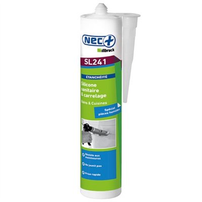 NEC+ ILLBRUCK - Mastic sanitaire antimoisissures blanc 310ml Nec+
