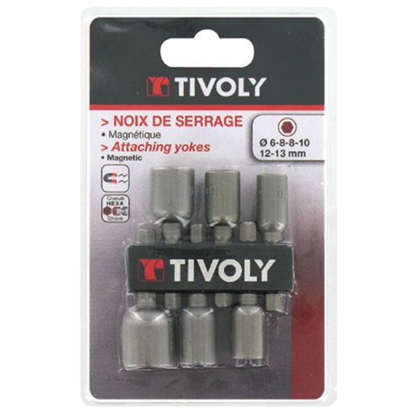 TIVOLY - Embouts noix de serrage 6 pans magnétiques x6 sc