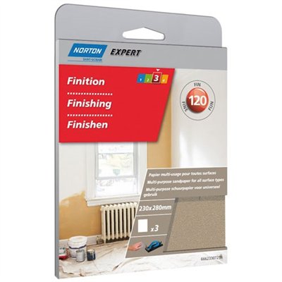 NORTON - Papier abrasif multiusages grain 120 x3 SC