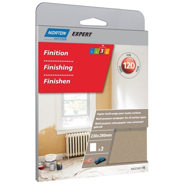 NORTON - Papier abrasif multiusages grain 120 x3 SC
