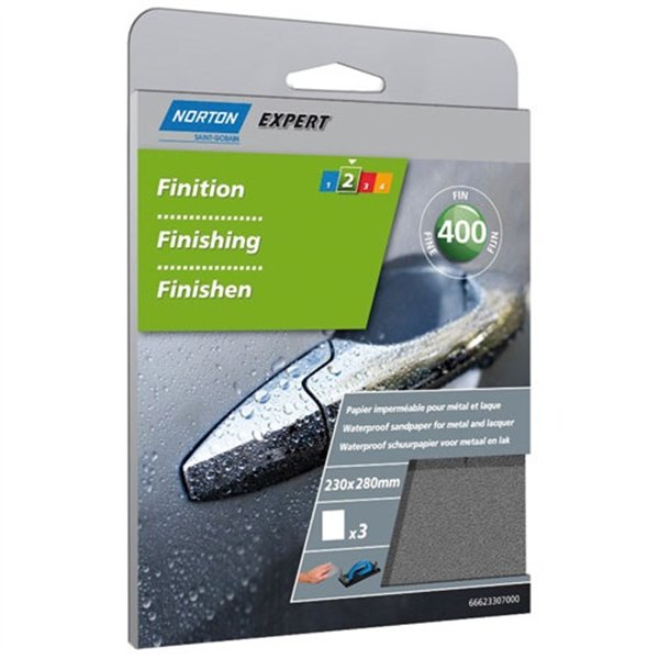NORTON - Papier imperméable grain 400 x3 sc
