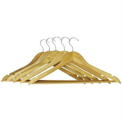 THOMAS - Cintres droits bois verni 43 cm lot de 5