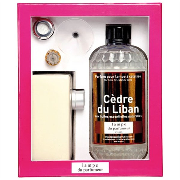 LAMPE DU PARFUMEUR - Coffret Lampe diffuseur brique Blanche + recharge 500 ml Cèdre du Liban