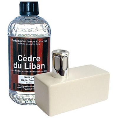 LAMPE DU PARFUMEUR - Coffret Lampe diffuseur brique Blanche + recharge 500 ml Cèdre du Liban