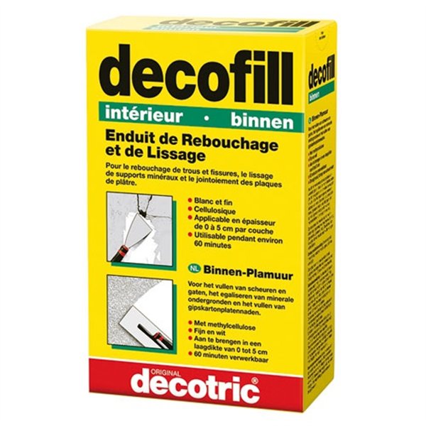 DECOTRIC - Enduit poudre rebouchage et lissage Decofill intérieur 1kg