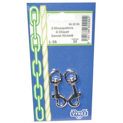 VYNEX - Mousqueton à pompe 55mm blister de 2