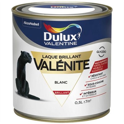 DULUX VALENTINE - Laque valenite brillant 0.5L blanc