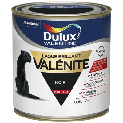 DULUX VALENTINE - Laque valenite brillant 0.5L noir