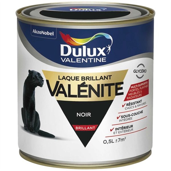 DULUX VALENTINE - Laque valenite brillant 0.5L noir