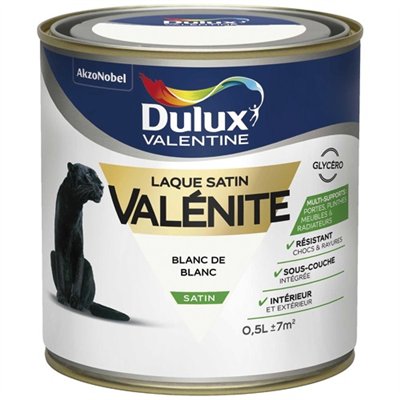 DULUX VALENTINE - Laque valenite satin 0.5L blanc de blanc
