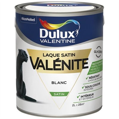 DULUX VALENTINE - Laque valenite satin 2L blanc