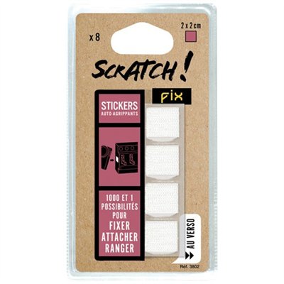 SCRATCH FIX - Carré adhésif scratch blanc 20mx20mm blister de 8