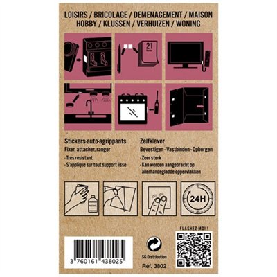 SCRATCH FIX - Carré adhésif scratch blanc 20mx20mm blister de 8