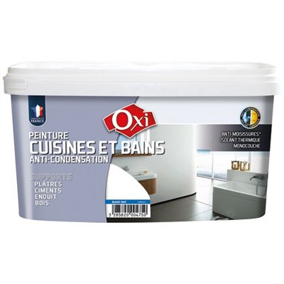 OXI - Peinture mur/plafond cuisine et bain blanc mat 2.5l