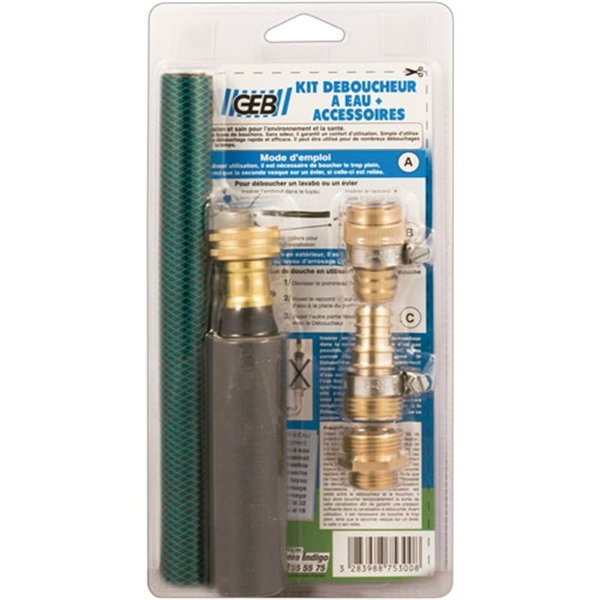GEB - Kit déboucheur à eau petite taille Ø32-40mm +accessoire