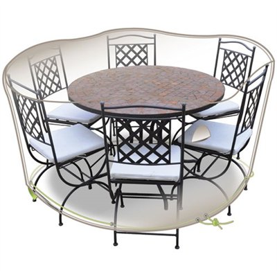JARDILINE - Housse table ronde et chaises 6 personnes