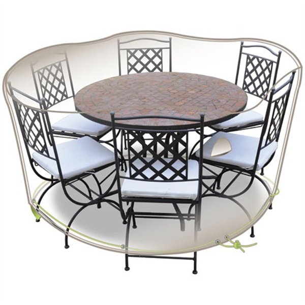 JARDILINE - Housse table ronde et chaises 6 personnes