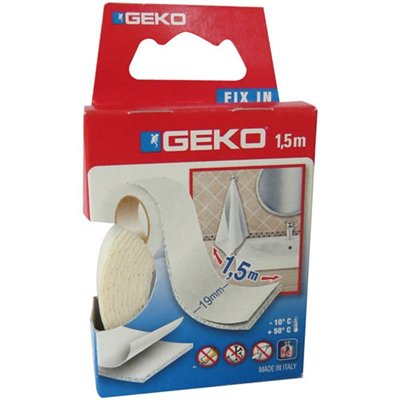 GEKO - Adhésif double face mousse - 19 mm x 1,5 m - blanc