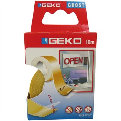GEKO - Adhésif double face - 15 mm x 10 m - transparent