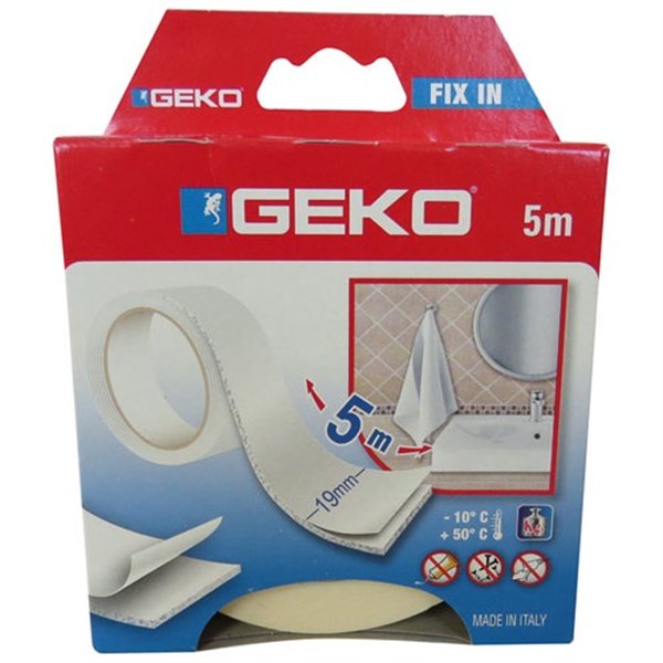 GEKO - Adhésif double face mousse - 19 mm x 5 m - blanc