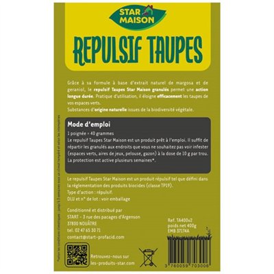 STAR JARDIN - Répulsif taupes granulés 400g