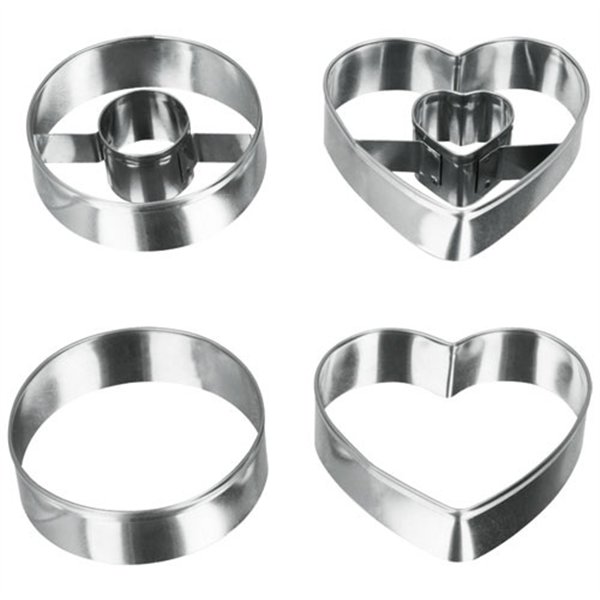 METALTEX - Découpoir 5.5cm x4 inox rond et coeur