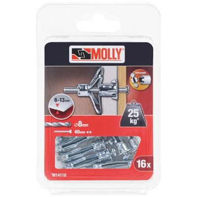 MOLLY - Cheville molly 4x33mm+vis m4 c/16 coque