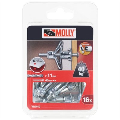 MOLLY - Cheville molly 5x36mm+vis m5 c/16 coque