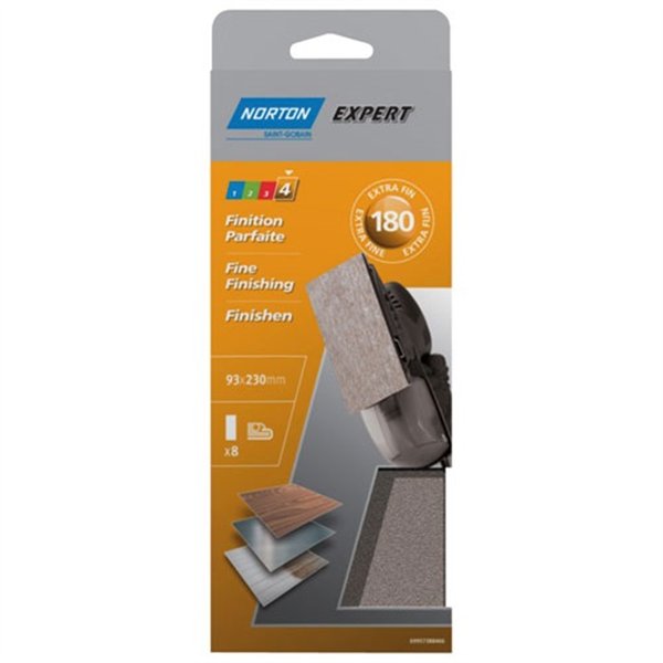 NORTON - Patin Expert non perforé 93x230 grain 180 x 8 pièces