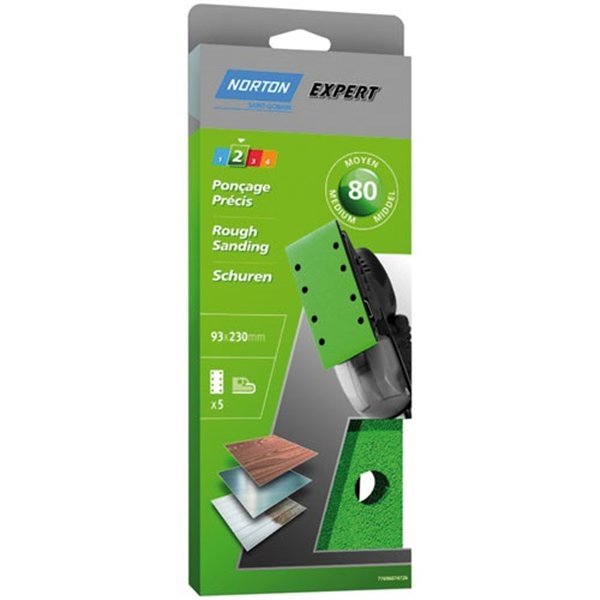 NORTON - Patin Expert trous parallèles 93x230 grain 80 x 5 pièces