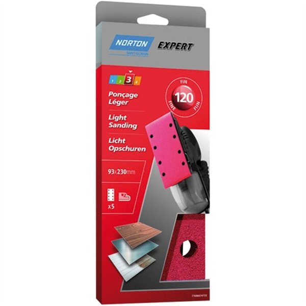 NORTON - Patin Expert trous parallèles 93x230 grain 120 x 5 pièces