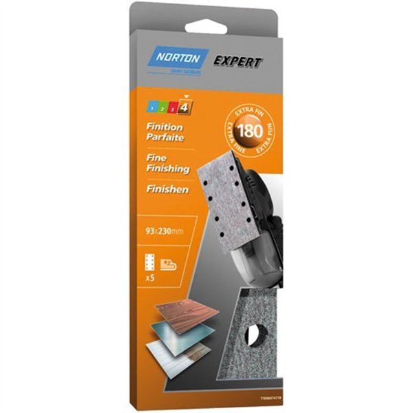NORTON - Patin Expert trous parallèles 93x230 grain 180 x 5 pièces