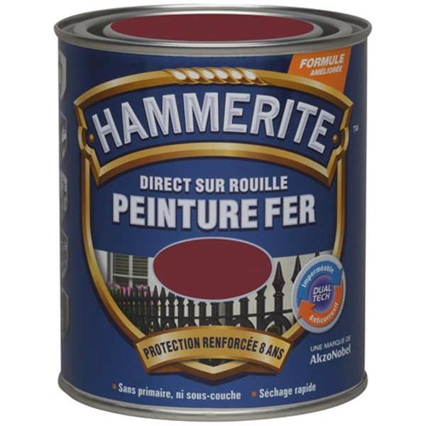HAMMERITE - Hammerite fer brilant laque 0.75l rouge basque