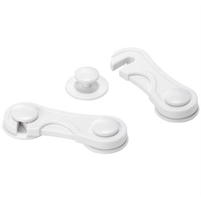 INOFIX - Loquet bloque porte adhésive avec crochet blanc par 2 bl