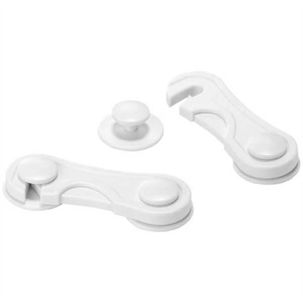 INOFIX - Loquet bloque porte adhésive avec crochet blanc par 2 bl