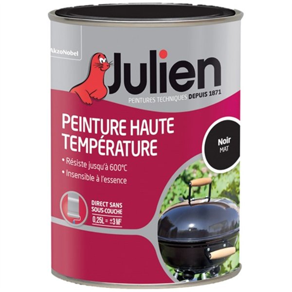 JULIEN - Peinture haute température mat 250ml noir mat