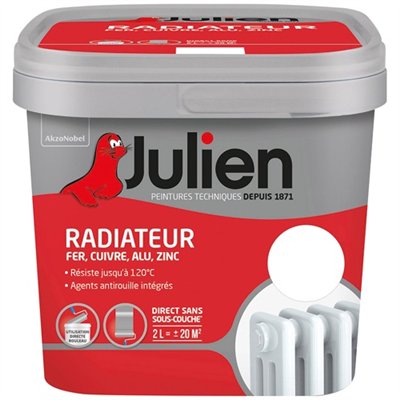 JULIEN - Peinture radiateur phase aqueuse satin 2l blanc