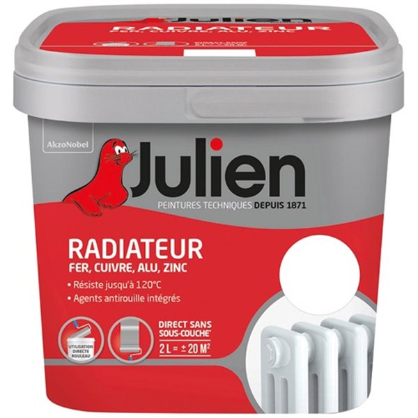 JULIEN - Peinture radiateur phase aqueuse satin 2l blanc