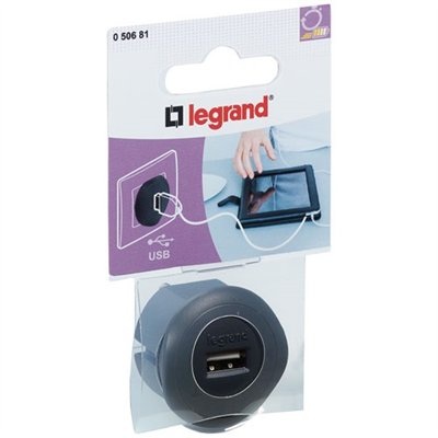 LEGRAND - Fiche Usb 1.5A 5 V adaptor black blister