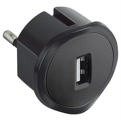 LEGRAND - Fiche Usb 1.5A 5 V adaptor black blister